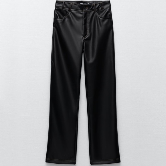 FAUX LEATHER STRAIGHT LEG PANTS - Picture 6 of 9
